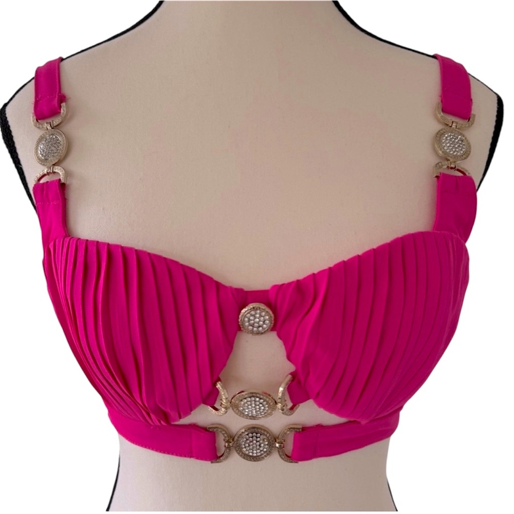 Missguided Hot Pink Bralette – Gold Hardware, NWT, Size Small
